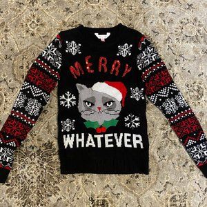 Merry Whatever Cat Christmas Sweater